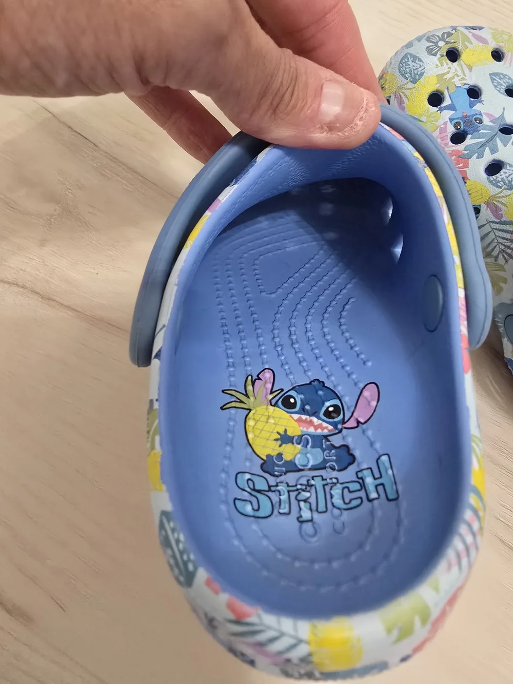 CROCS Kids Floral Stitch Print Slip-On Clogs in Light Blue